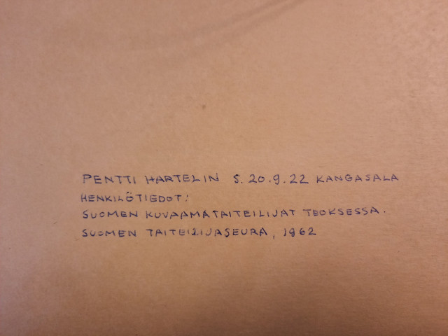 Taulu  Pentti Hartelin signeerattu